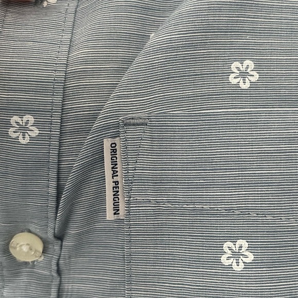 Original Penguin Blue Patterned Men's Cotton Buttondown Shirt Size M EUC - Picture 4 of 7